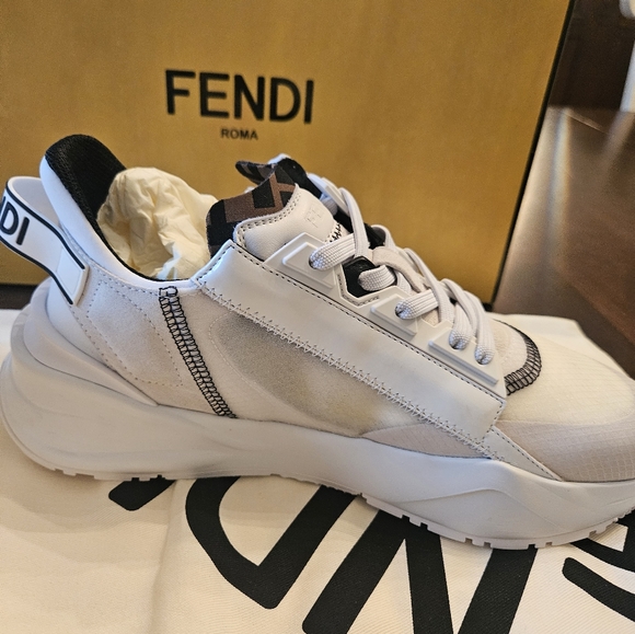 Fendi Flow Cream nylon and suede low-tops - Size 39 - Picture 3 of 10